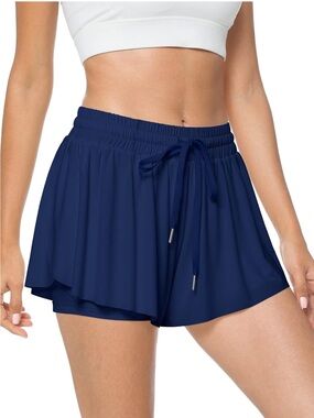 Women's Athletic Drawstring Shorts in Blue